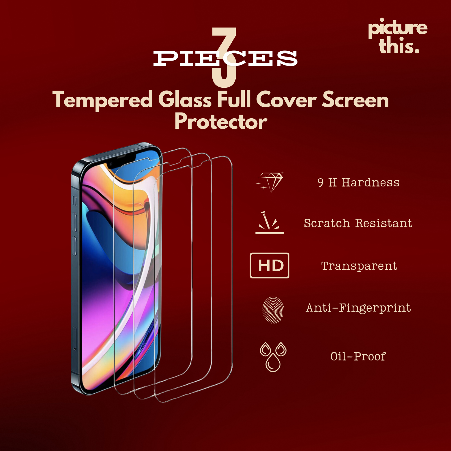 3 Piece Screen Protector - Tempered Glass